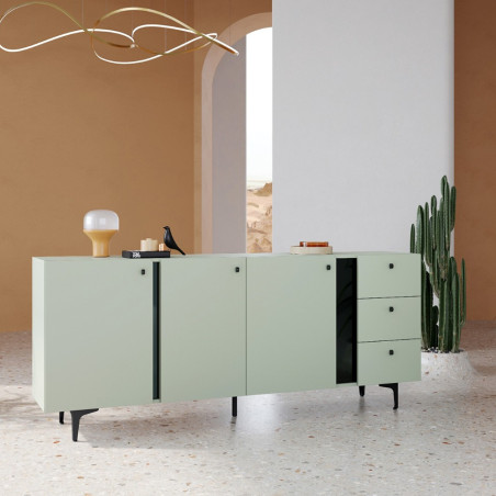 Comoda Cato Cu 3 Usi Si 3 Sertare, Verde Salvie, 200Cm-01