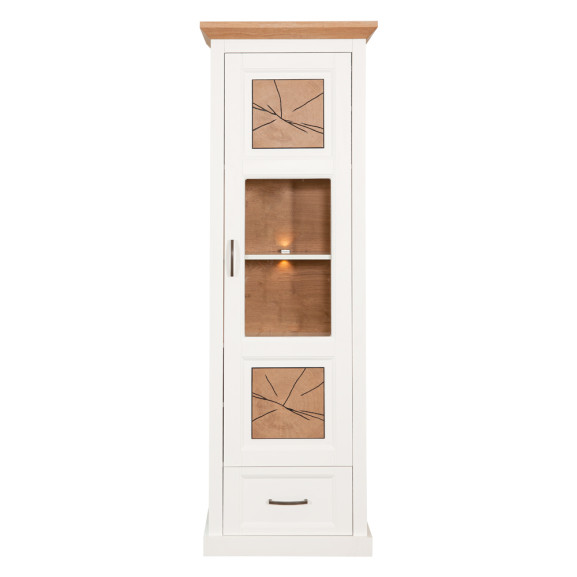 Poze Vitrina Gomera Cu 1 Usa Si 1 Sertar, Alb Si Natur, 65.2 Cm