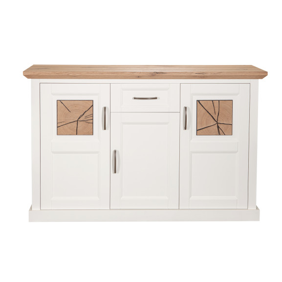 Poze Bufet Gomera Cu 3 Usi Si 1 Sertar, Alb Si Natur, 144.7 Cm