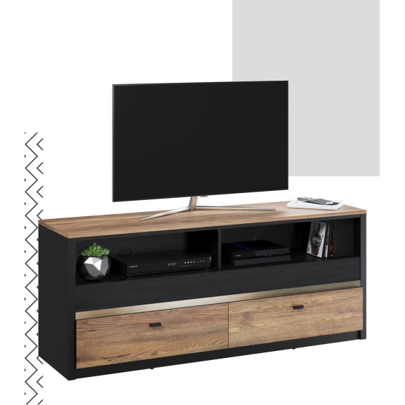 Comoda TV 2Sertare Beliza, Stejar Negru&Versailles, , 150 x 62 x 43 Cm