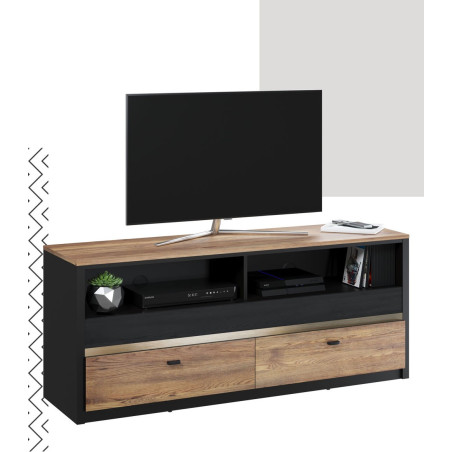 Comoda TV 2Sertare Beliza, Stejar Negru&Versailles, , 150 x 62 x 43 Cm-01