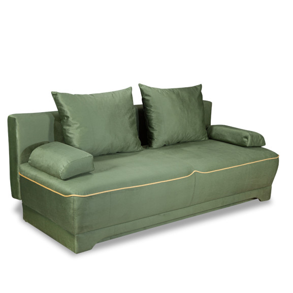 Canapea extensibila cu lada parma, verde&galben, 80 x 205 x 98 cm