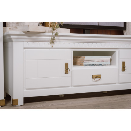 Comoda TV 2Usi+1Sertar Saint Tropez, Alb, 160 x 50 x 58 Cm-01