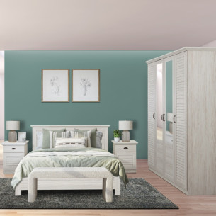 Set Dormitor Jardine Cu Pat Cu Dimensiunea Saltelei 160 X 200 Cm, 2 Noptiere, Dulap
