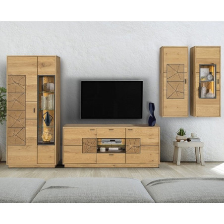 Set Living Urbano Oak, Stejar Rustic Si Negru, 350 Cm-01