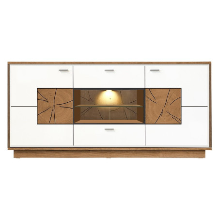 Comoda Urbano White Cu 2 Usi, 2 Sertare Si 1 Nisa Alb Si Natur, 170 Cm-01