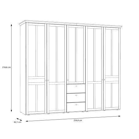 Dulap Dormitor 5 Usi Albertta 255 Cm-01