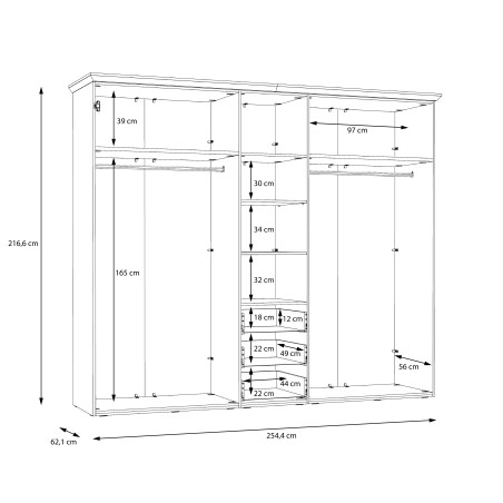 Dulap Dormitor 5 Usi Albertta 255 Cm-01