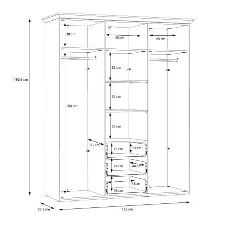 Dulap Dormitor 3 Usi Albertta 155 Cm-01