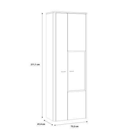 Vitrina Leokadia, Stejar Artisan Si Gri Wolfram Uni, 73 Cm-01