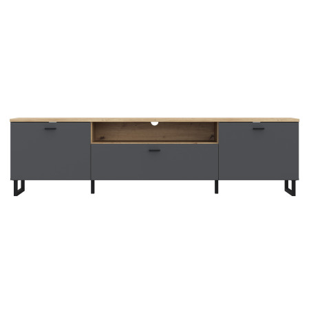 Comoda Tv Leokadia Stejar Artisan Si Gri Wolfram Uni, 215 Cm-01