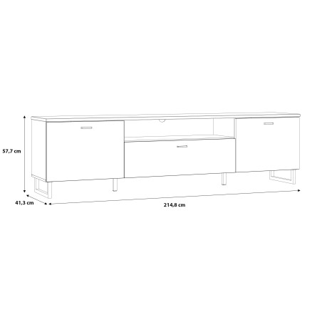 Comoda Tv Leokadia Stejar Artisan Si Gri Wolfram Uni, 215 Cm-01