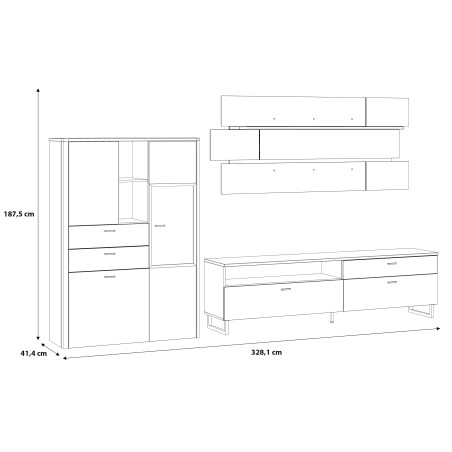 Set Living Leokadia, Stejar Artisan Si Gri Wolfram Uni, 328 Cm-01