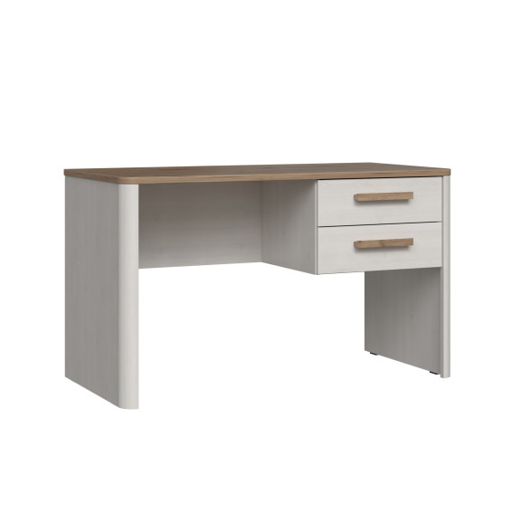 Poze Masa de Birou cu 2 sertare Ogy, Alb si Natur 125 Cm