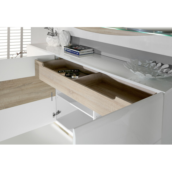 Poze Sertar Autentik Stejar Nordic Gri Si Alb Lucios, 120 Cm