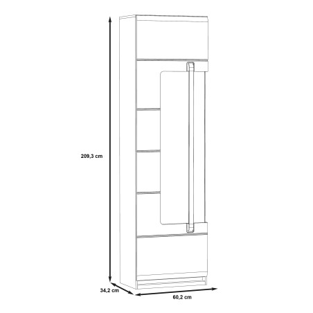 Vitrina Cu 1 Usa Autentik, Stejar Sonoma Si Alb Lucios, 60 Cm-01