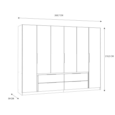 Dulap Lexino Alb Si Gri Wolfram Uni, 270 Cm-01