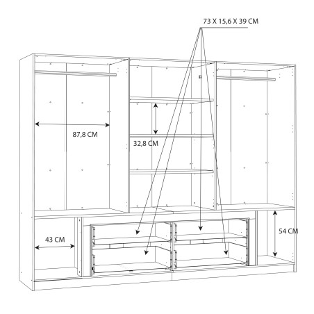 Dulap Lexino Alb Si Gri Wolfram Uni, 270 Cm-01