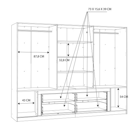 Dulap Lexino Gri Wolfram Uni Si Stejar Pardosit, 270 Cm-01