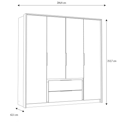 Dulap Lexino Alb Si Stejar Bartex, 205 Cm-01