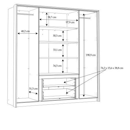 Dulap Lexino Alb Si Stejar Bartex, 205 Cm-01