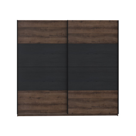 Dulap Rimrock Stejar Pamantiu Si Stejar Negru, 220 Cm-01