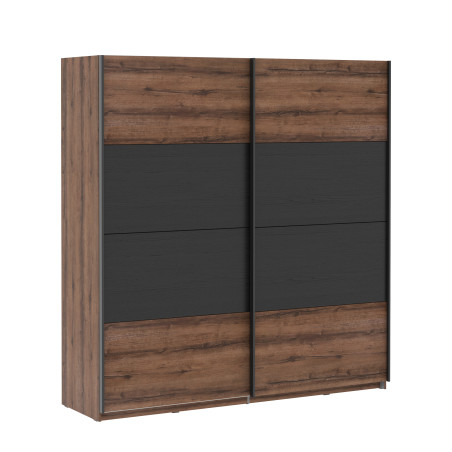 Dulap Rimrock Stejar Pamantiu Si Stejar Negru, 200 Cm-01