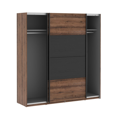 Dulap Rimrock Stejar Pamantiu Si Stejar Negru, 200 Cm-01