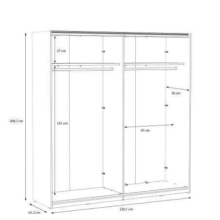 Dulap Rimrock Stejar Pamantiu Si Stejar Negru, 220.1 Cm-01