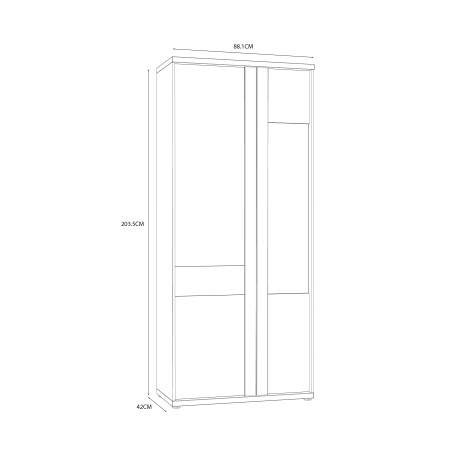 Vitrina Cu 2 Usi Elatha, Stejar Catania Si Negru Super Lucios, 88.1 Cm-01