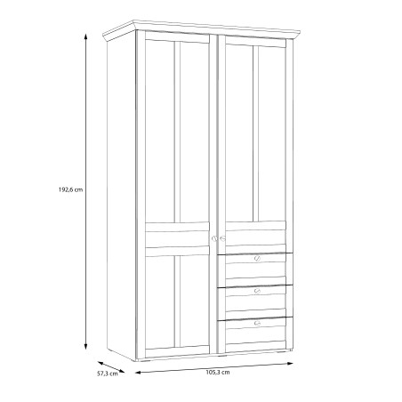 Dulap Albertta, 2Usi, Stejar Alb & Stejar Nelson, 192.5 x 57.5 x 105.5 Cm-01