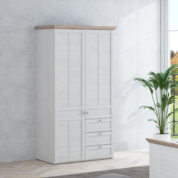 Dulap Albertta, 2Usi, Stejar Alb & Stejar Nelson, 192.5 x 57.5 x 105.5 Cm