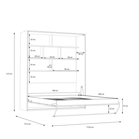 Pat Multifunctional Smartway Alb Si Stejar Catania, 177 Cm-01