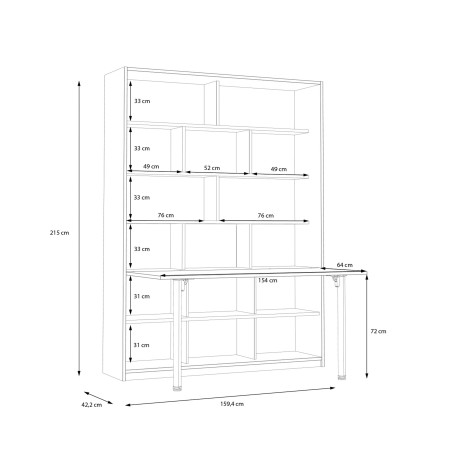 Biblioteca Multifunctionala Cu Extensie Masa Smartway, 159 Cm-01