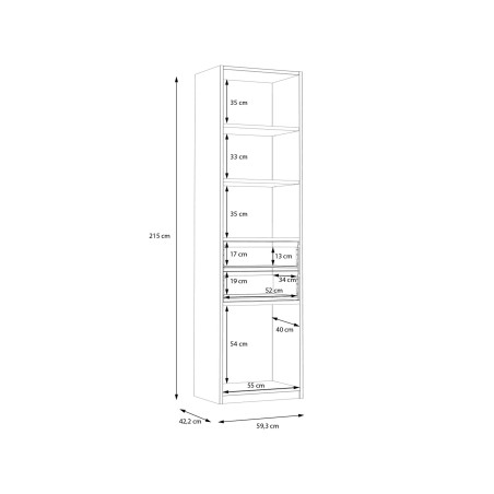 Biblioteca Cu 2 Sertare Smartway, 59 Cm-01