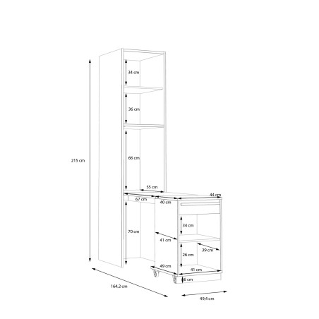 Biblioteca Multifunctionala Cu 1 Usa Si Extensie Birou Smartway, 49 Cm-01