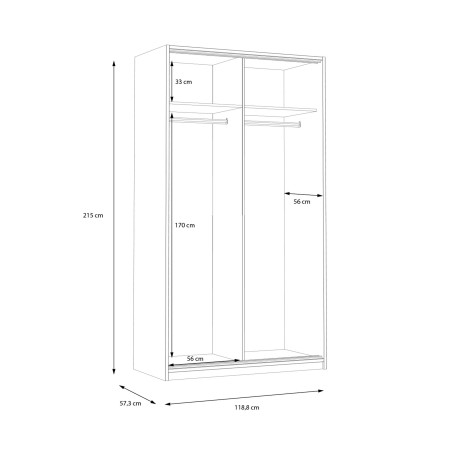 Dulap Cu 2 Usi Culisante Smartway, 119 Cm-01