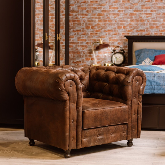 Fotoliu Chesterfild, Brown, 90 x 80 x 155 Cm 155 imagine model 2022