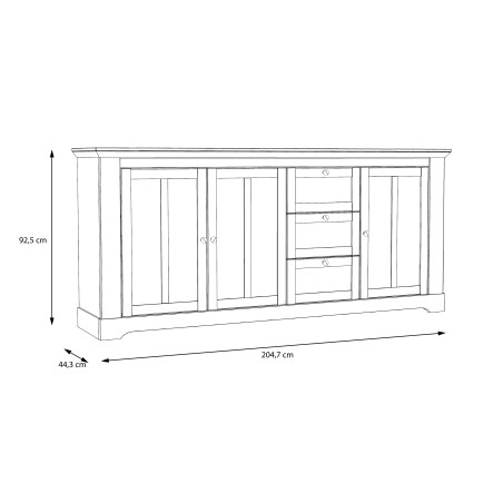 Comoda Albertta, 2047 x 925 x 443 mm., Stejar alb & Stejar Nelson-01