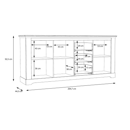 Comoda Albertta, 2047 x 925 x 443 mm., Stejar alb & Stejar Nelson-01