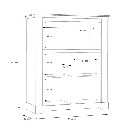 Comoda Bar Albertta, 1153 x 1361 x 443 mm., Stejar alb & Stejar Nelson-01