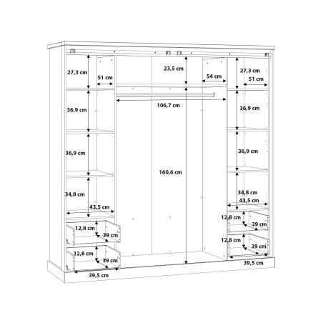 Dulap Kaszimiro, Stejar Waterford si Negru, 203 Cm-01