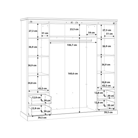 Dulap Kaszimiro, Stejar Waterford si Negru, 203 Cm-01