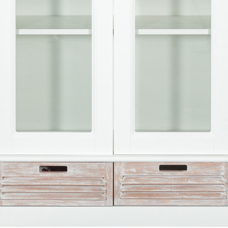 Vitrina Cu 2 Usi Si 2 Sertare Cortina Alb Si Natur, 102.8 Cm-01