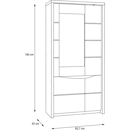 Vitrina Sentire Stejar Nisipiu Si Alb Lucios, 92.7 Cm-01