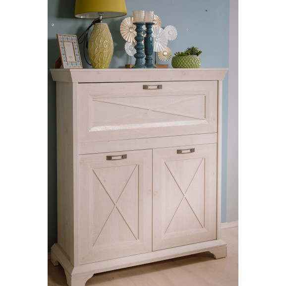 Comoda Cu 3 Usi Bar Kashmir Alb Antic, 123 Cm 123