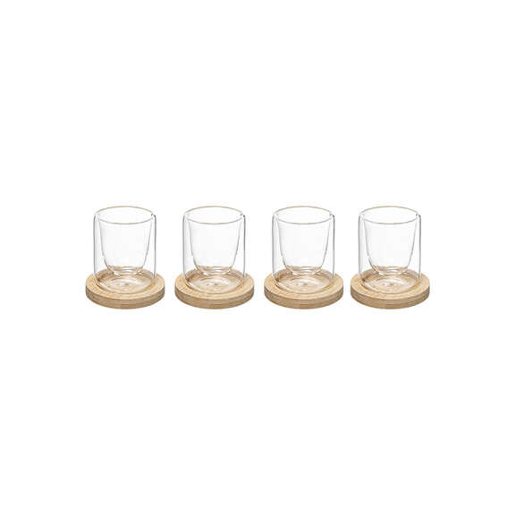 Natürlich - Set 4 pahare cu suport bamboo, 8 cl