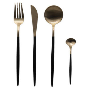 Set Tacamuri Ideea Gold Si Black, 24 Piese