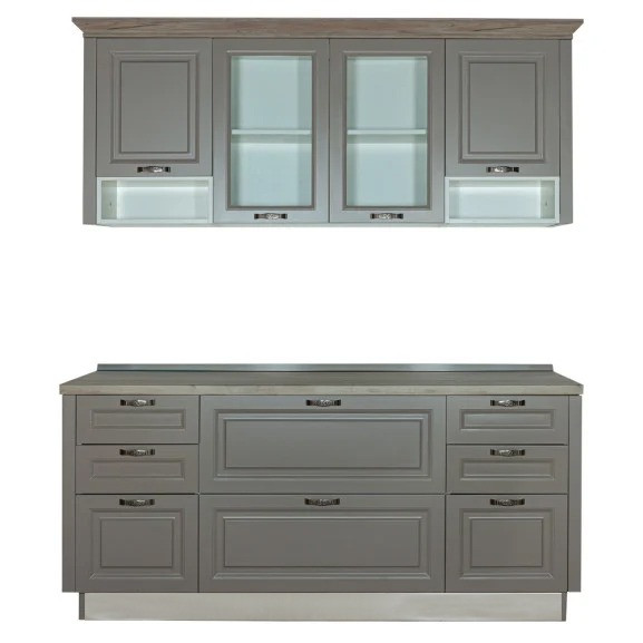 Poze Bucatarie Capri Gri, Front Mdf Vopsit, 196.8 X 223 X 60 Cm