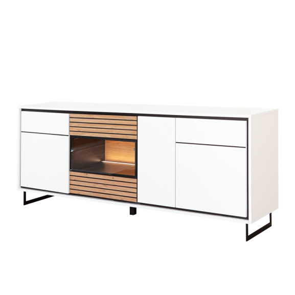 Poze Bufet 4 Usi Si 1 Sertar Linea Acustic, Alb, 200 Cm